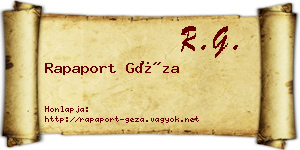 Rapaport Géza névjegykártya