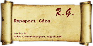 Rapaport Géza névjegykártya
